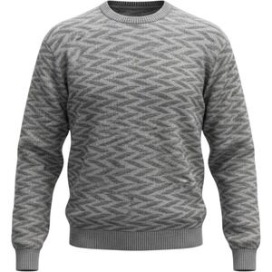 Street Closed‎ Sweater XL Grey Vintage 90s Zig Zag Textured Knit Crewneck Mens